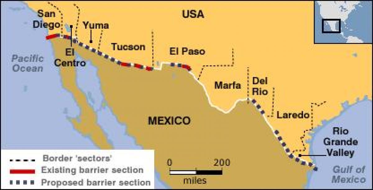 hartën e kufirit meksikan