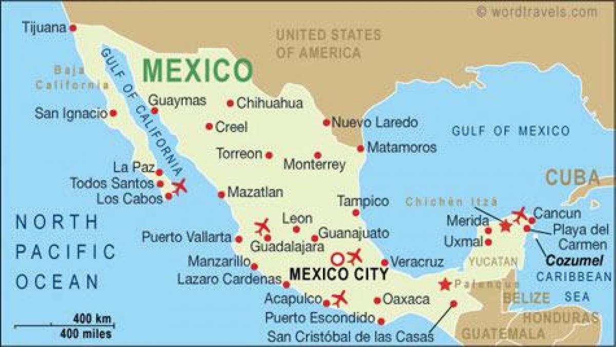 harta e aeroporteve në Meksikë
