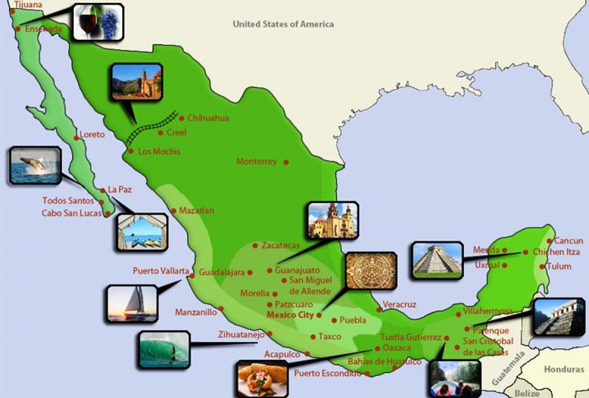 hartën turistike të Meksikës