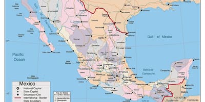 Meksikë hartë me qytetet kryesore