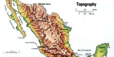 Meksikë topografike hartë